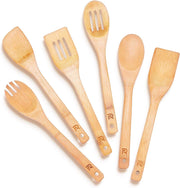 Riveira Bamboo Wooden Spoons for Cooking 6-Piece, Premium Quality for Everyday Use