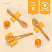 Riveira Bamboo Wooden Spoons for Cooking 6-Piece, Premium Quality for Everyday Use