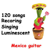 Rechargeable Dancer Cactus Glowing Dancing Electronic Plush Toys Can Sing Record Lighten for Baby Toy Education Funny Gift