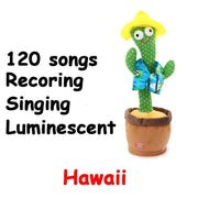 Rechargeable Dancer Cactus Glowing Dancing Electronic Plush Toys Can Sing Record Lighten for Baby Toy Education Funny Gift