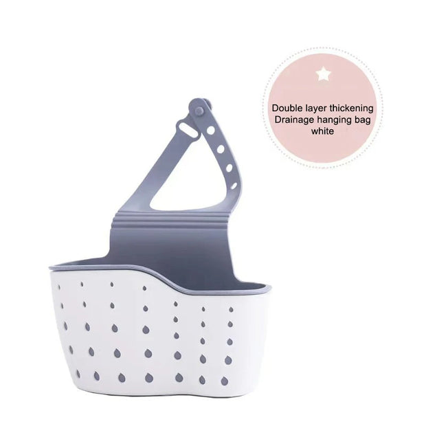 1Pc Sky Blue Creative Sink Storage And Drainage Rack Hanging Bag Kitchen Faucet Adjustable Storage And Hanging Basket