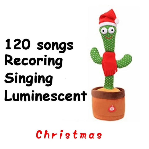 Rechargeable Dancer Cactus Glowing Dancing Electronic Plush Toys Can Sing Record Lighten for Baby Toy Education Funny Gift